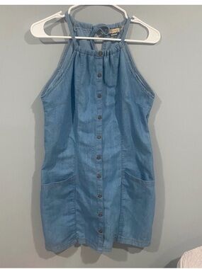 Paper Crane Button Front Denim Dress